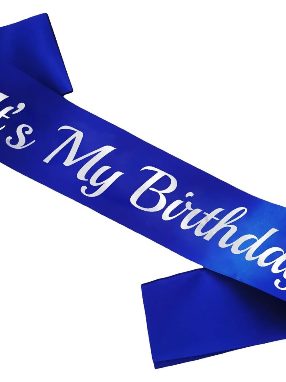 It's My Birthday Sash Royal Blue, Silver Foil Birthday Sash for Women or Men 16t